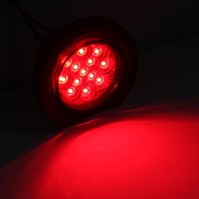 Partswcgg أضواء علامة LED دائرية 2.5 بوصة مع 13 LED عاكس، 8 برتقالي + 8 أحمر 2 1/2 بوصة في أضواء علامة مقطورة دائرية، أضواء جانبية للسيارات مع تركيبات مطاطية مقاومة للماء، مع أسلاك مزدوجة - Image 3